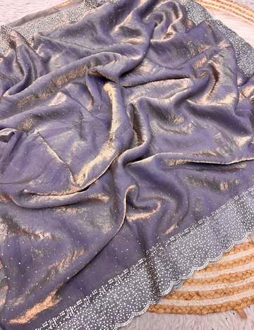 Space Silk with Jarkhan work - Light Purple