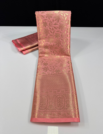 Kanchi Brocade Semi Silk Saree - Peach