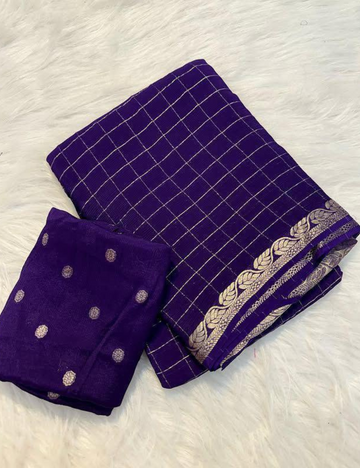 Pure Chinnon Viscose Checks - Purple