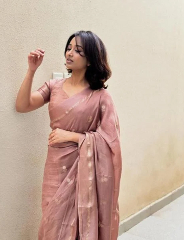 Pure Viscose Jute Khadi - Pink