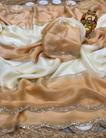 Space Silk Saree- Gold and White