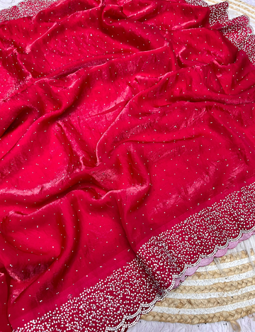 Space Silk with Jarkhan work - Red