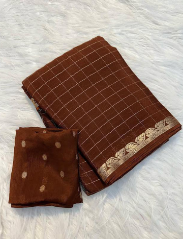 Pure Chinnon Viscose Checks - Brown
