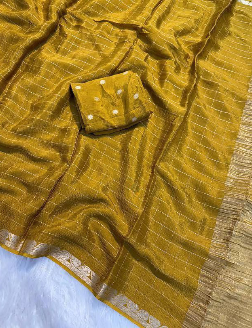 Pure Chinnon Viscose Checks - Mustard yellow