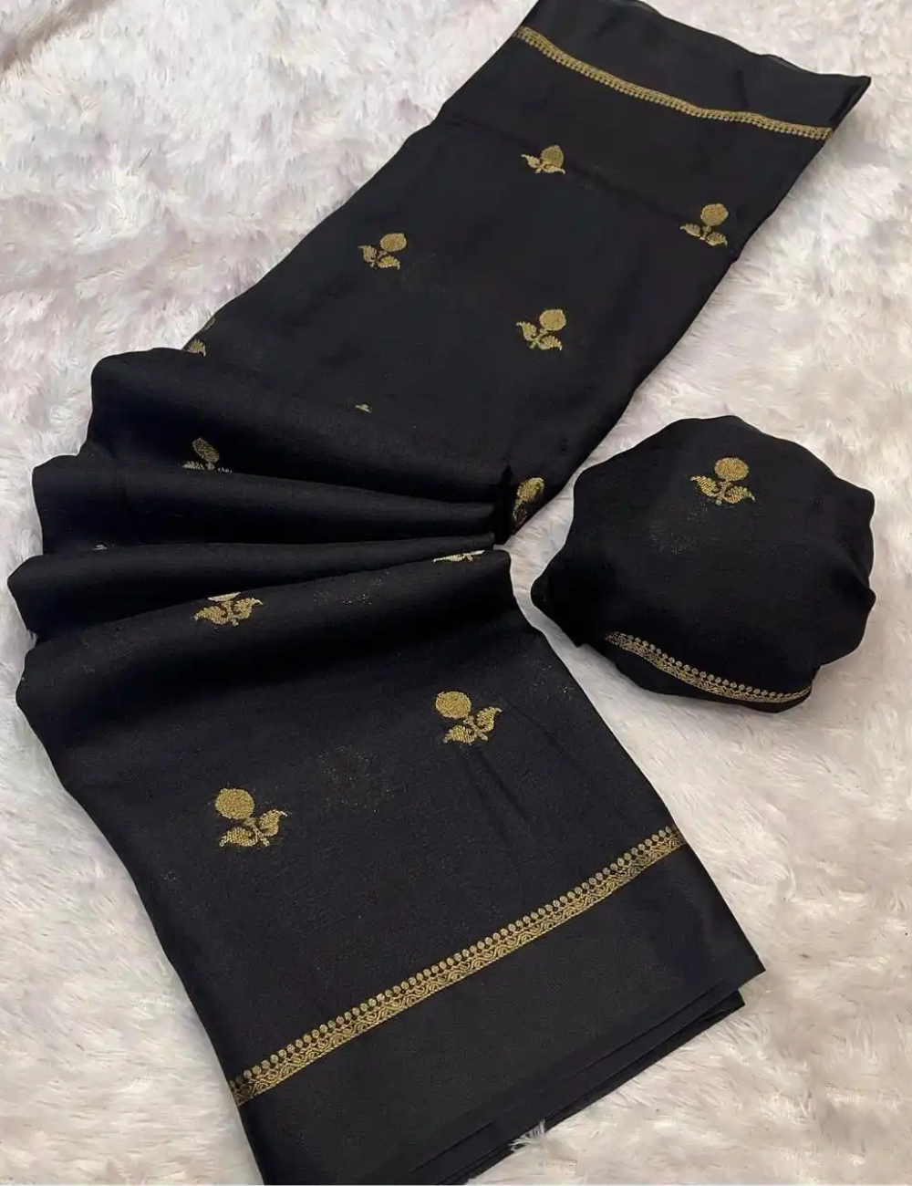 Pure Viscose Jute Khadi - Black