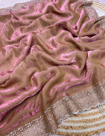 Space Silk with Jarkhan work - Light Pink