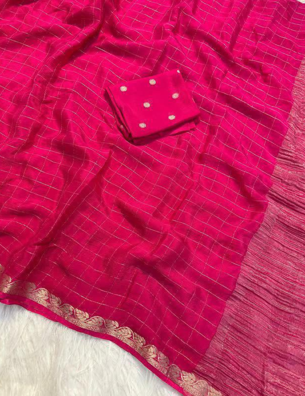 Pure Chinnon Viscose Checks - Pink