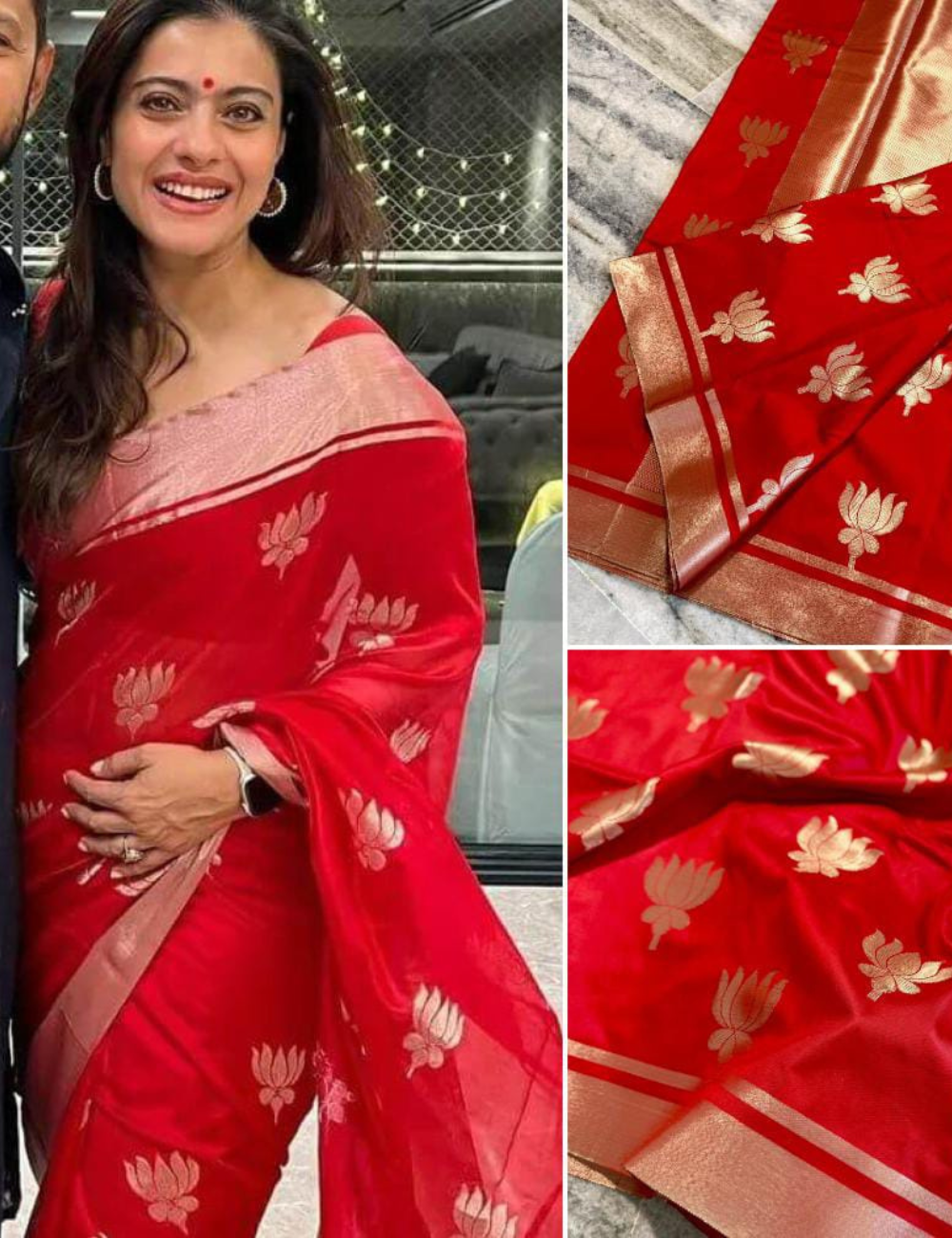 Kajol Inspired Soft Banarasi Mashru Silk - Red