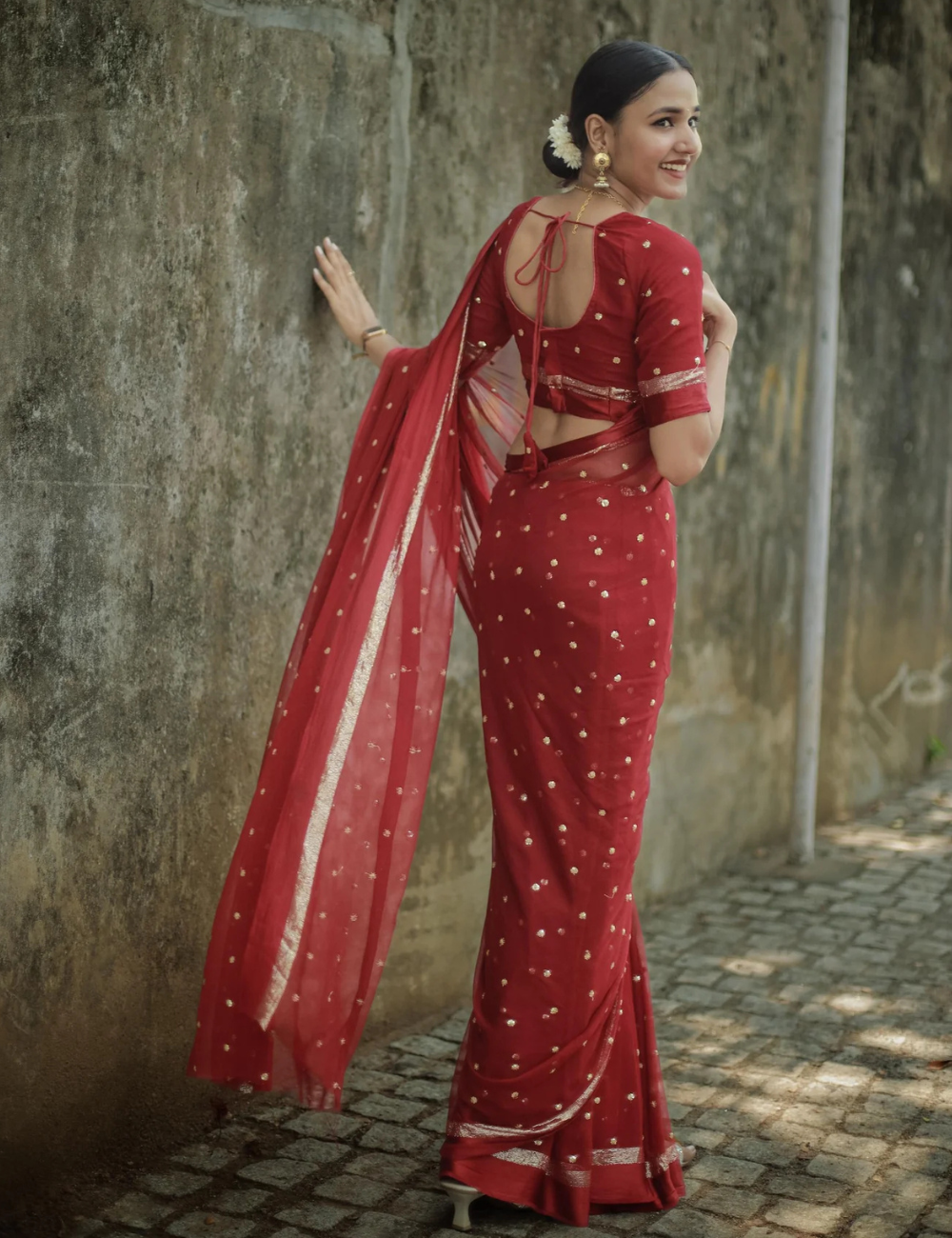 Pure Viscose Georgette Maroon Saree With Satin Border
