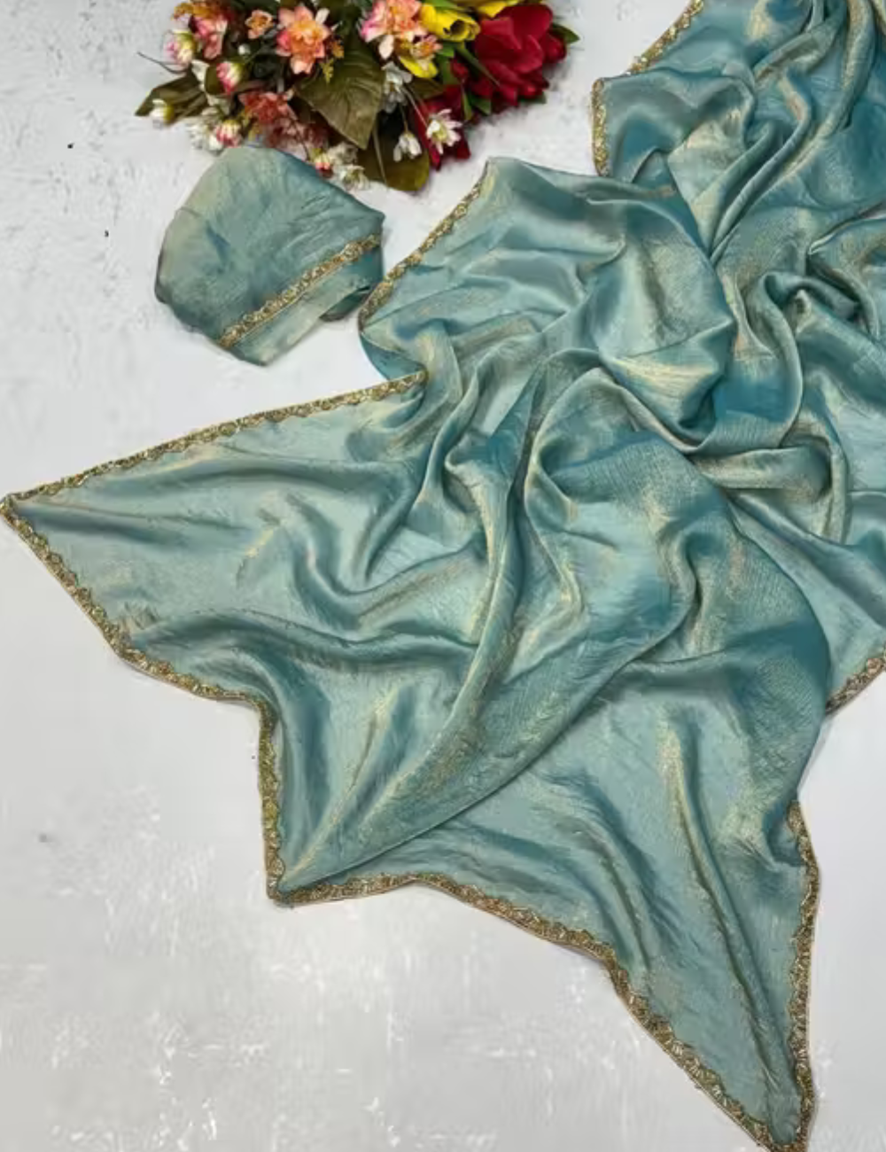 Space Silk Saree with Katdana work - Blue