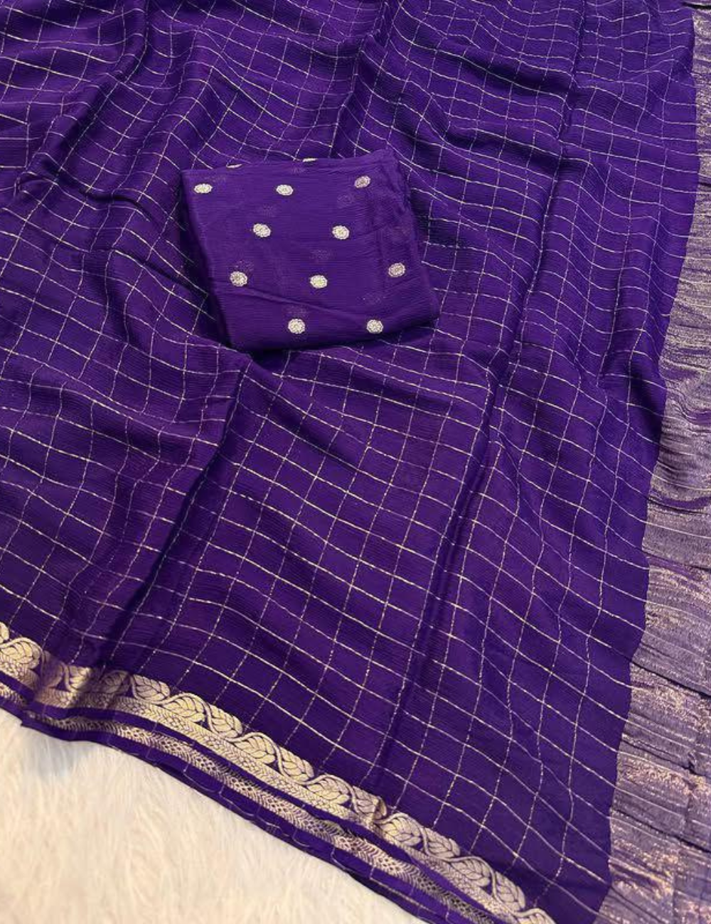 Pure Chinnon Viscose Checks - Purple