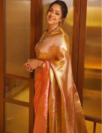 Jyothika Inspired Premium Katan Tissue Silk Saree