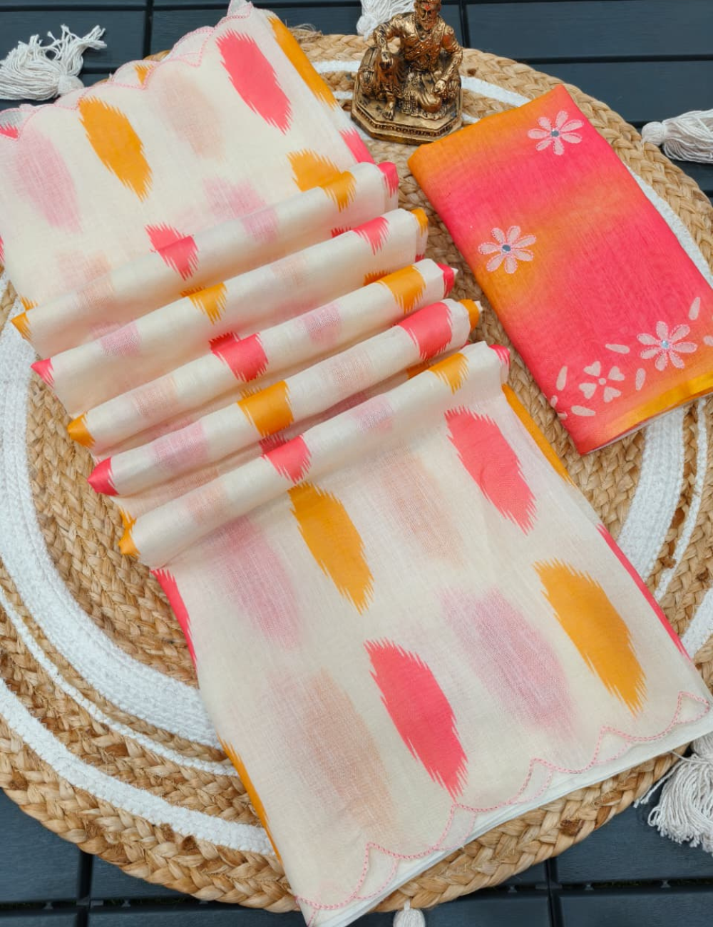 Soft Linen Cotton Multi Color Saree