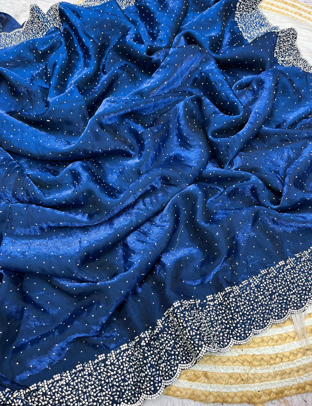 Space Silk with Jarkhan work - Royal Blue