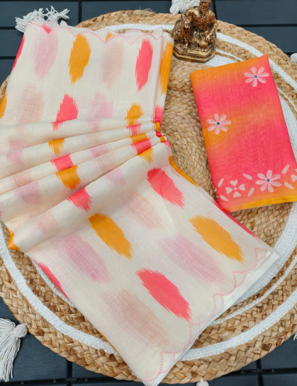 Soft Linen Cotton Multi Color Saree