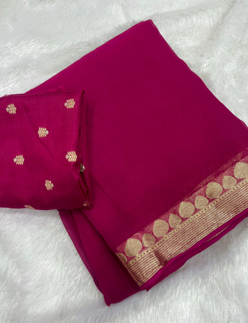 Pure Chinnon Viscose Plain with Jacquard Border - Wine