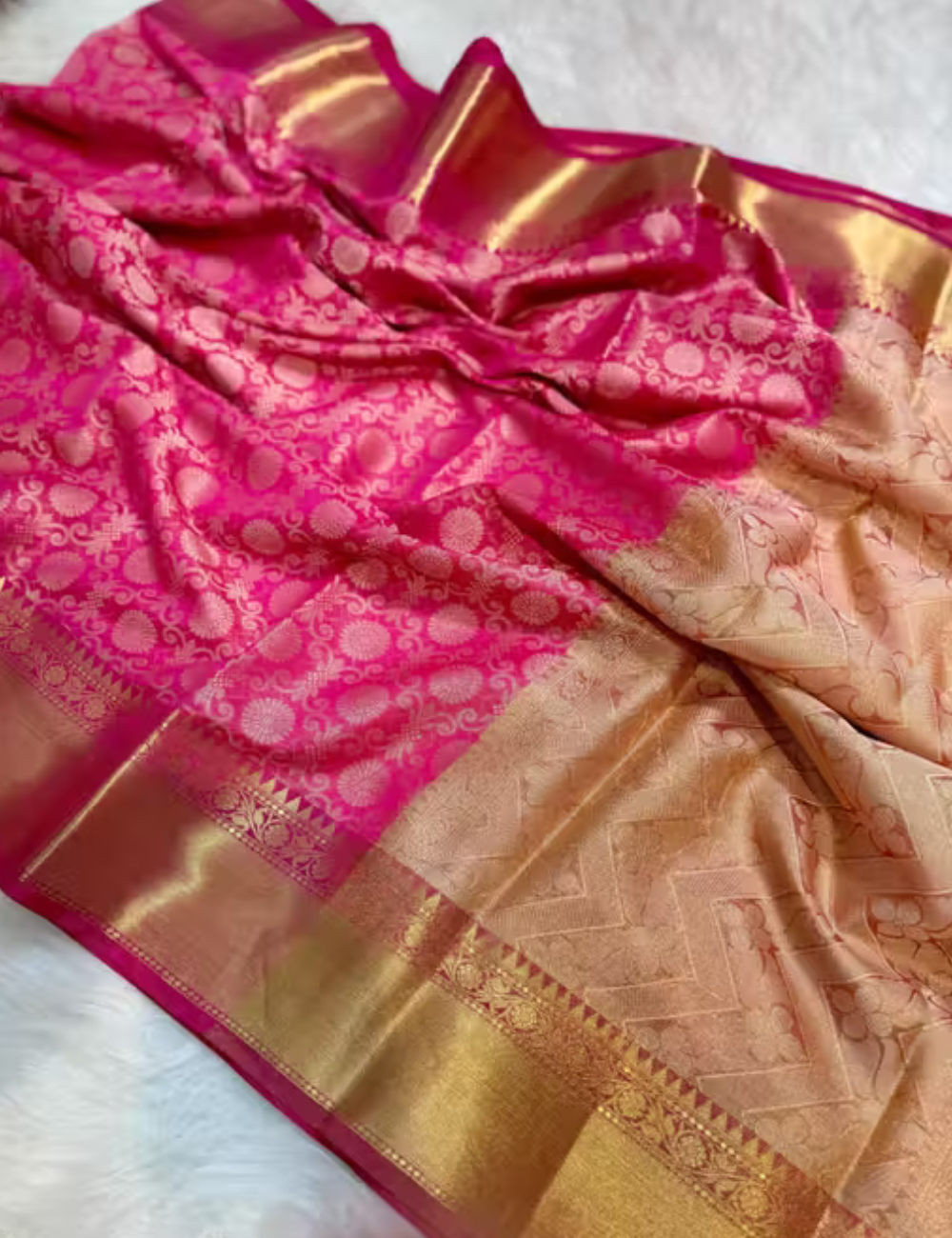 Shruthi Hasan inspired Pink Banarasi Tissue Silk Saree