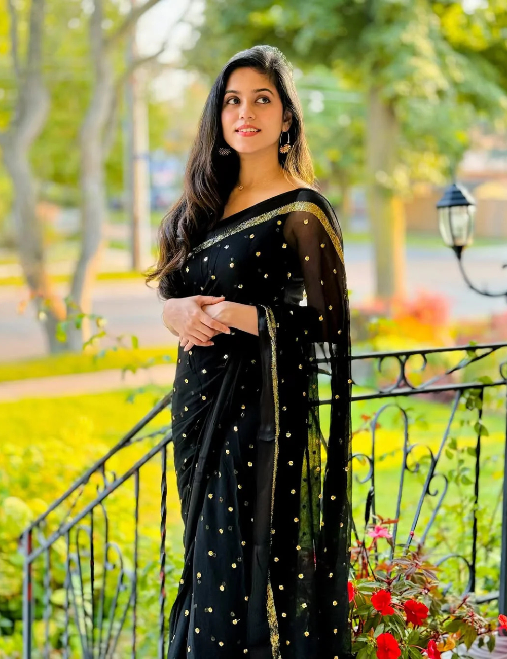 Pure Viscose Georgette Black Saree With Satin Border