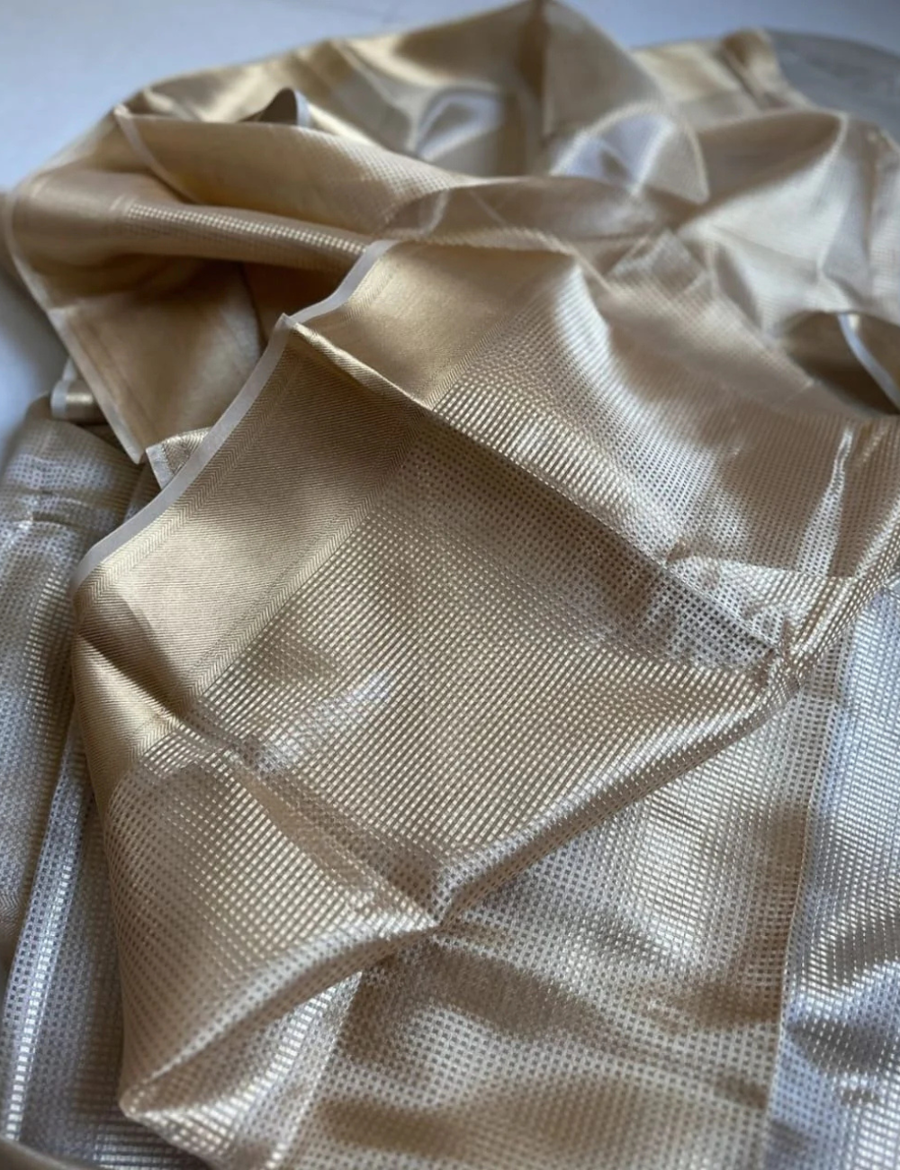 Nayantara inspired Gold Banarasi Tissue Silk Saree