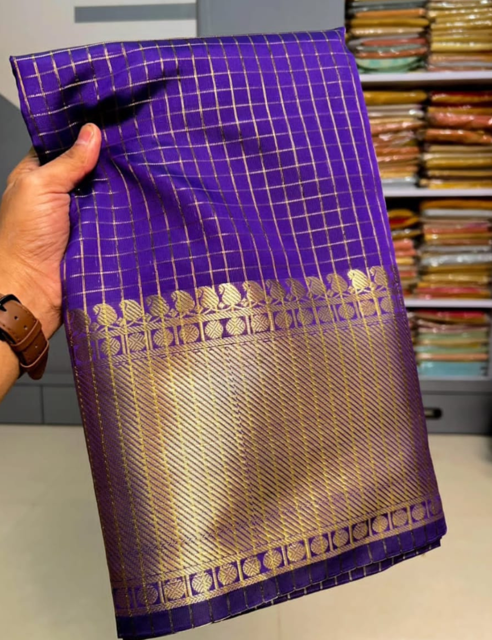 Pooja Hegde Inspired Banarasi Zari check Saree
