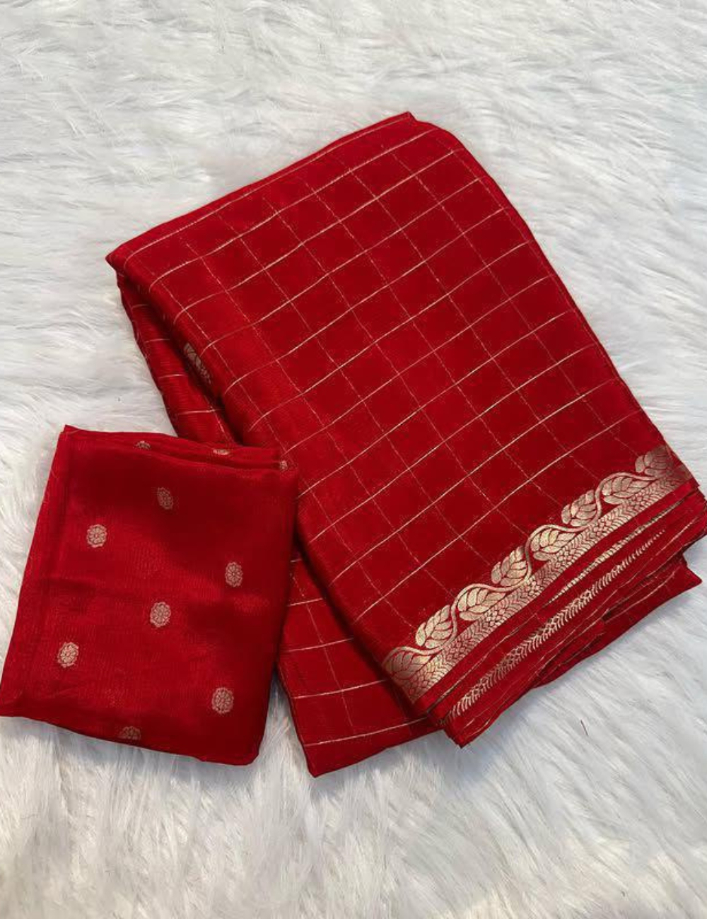 Pure Chinnon Viscose Checks - Red