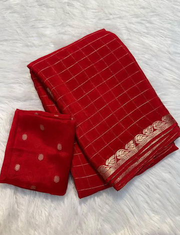 Pure Chinnon Viscose Checks - Red