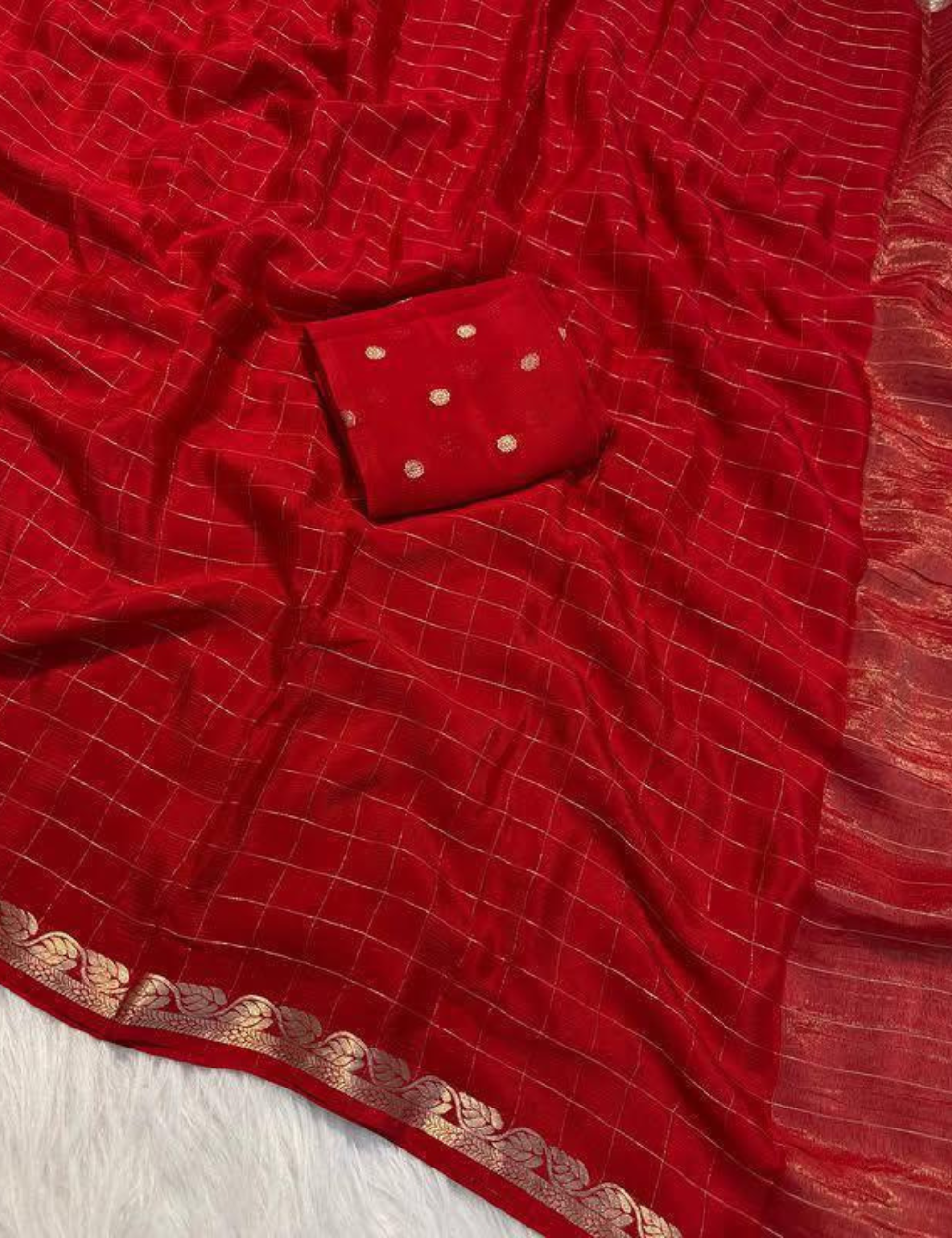 Pure Chinnon Viscose Checks - Red