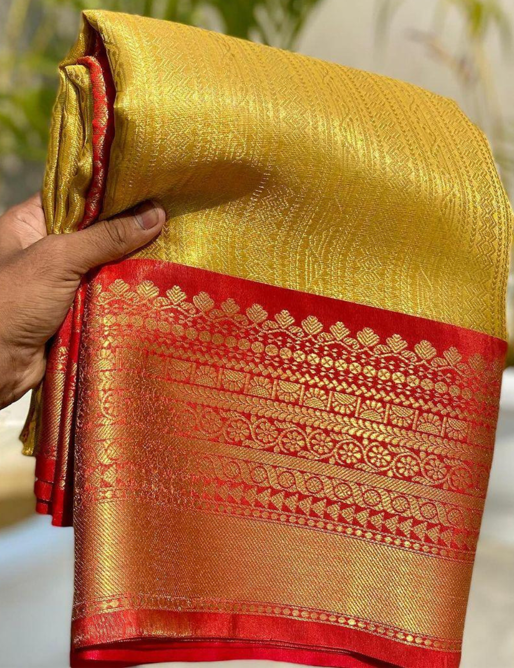 Sneha Inspried Gold Banarasi Tissue Silk Saree