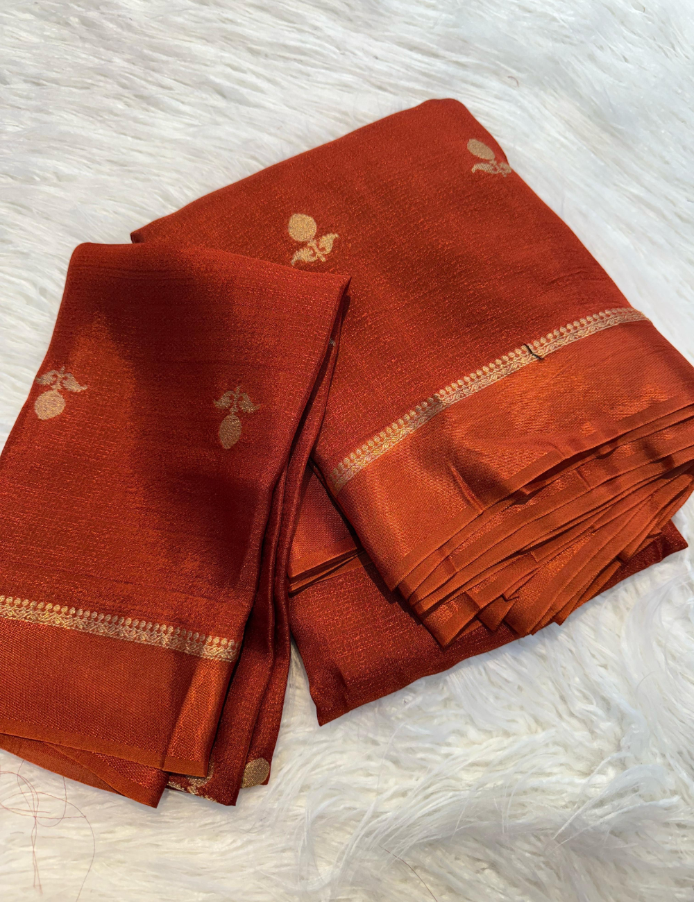 Pure Viscose Jute Khadi - Rust