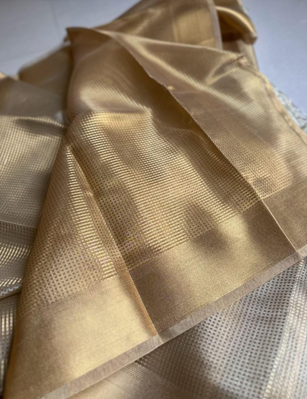 Nayantara inspired Gold Banarasi Tissue Silk Saree