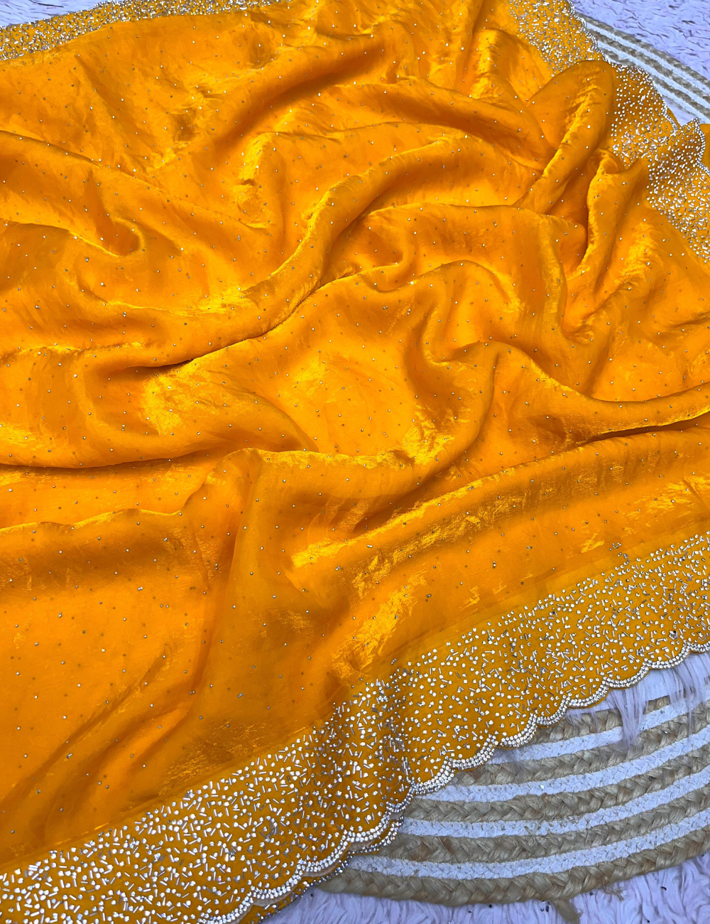 Space Silk with Jarkhan work - Yellow