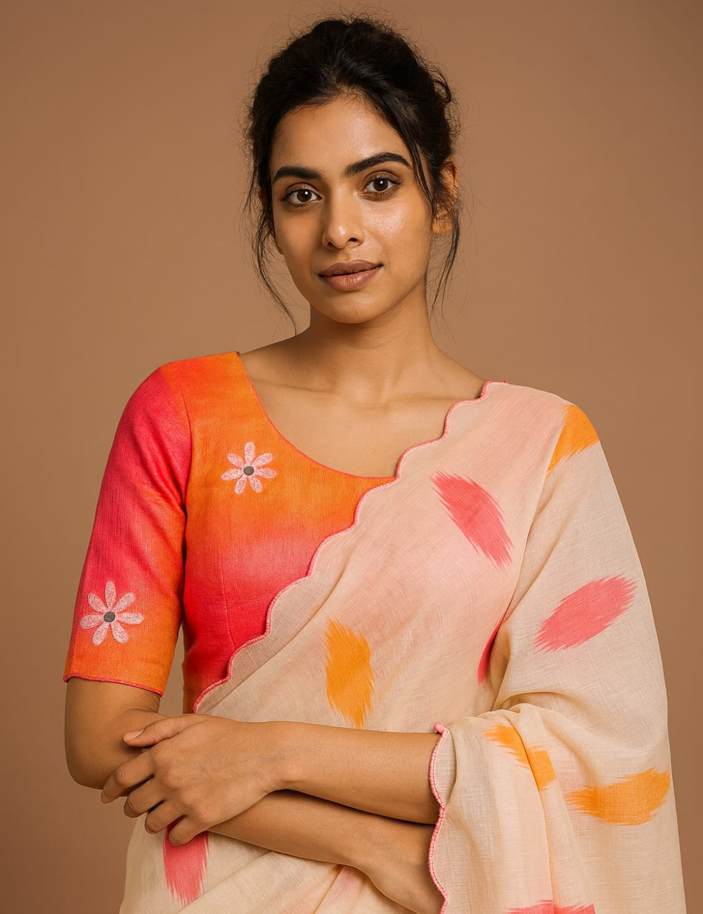 Soft Linen Cotton Multi Color Saree