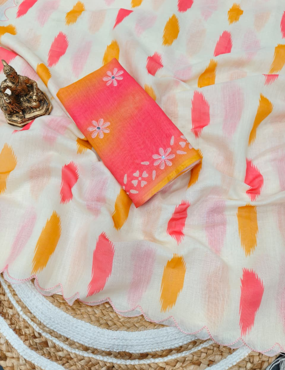 Soft Linen Cotton Multi Color Saree