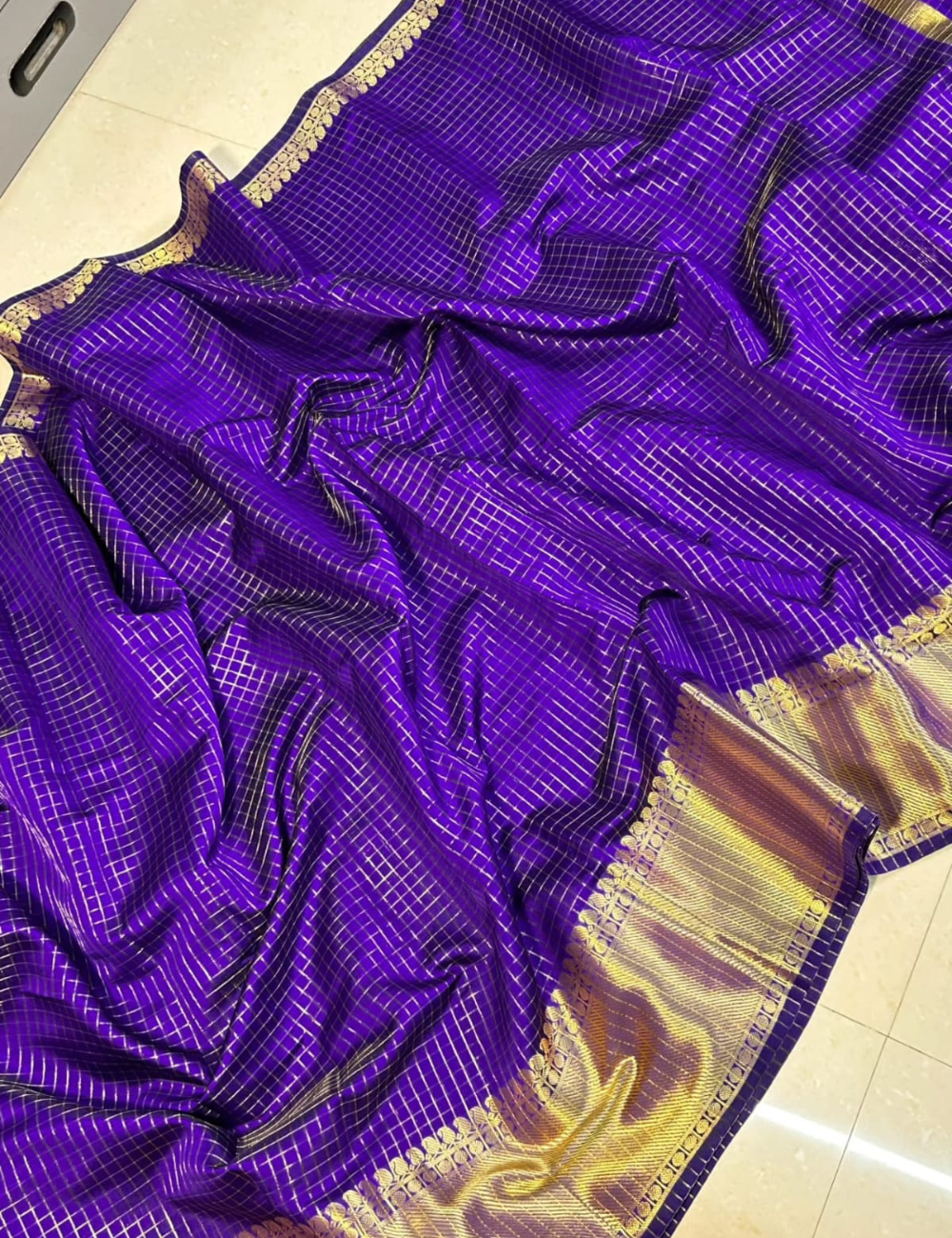 Pooja Hegde Inspired Banarasi Zari check Saree