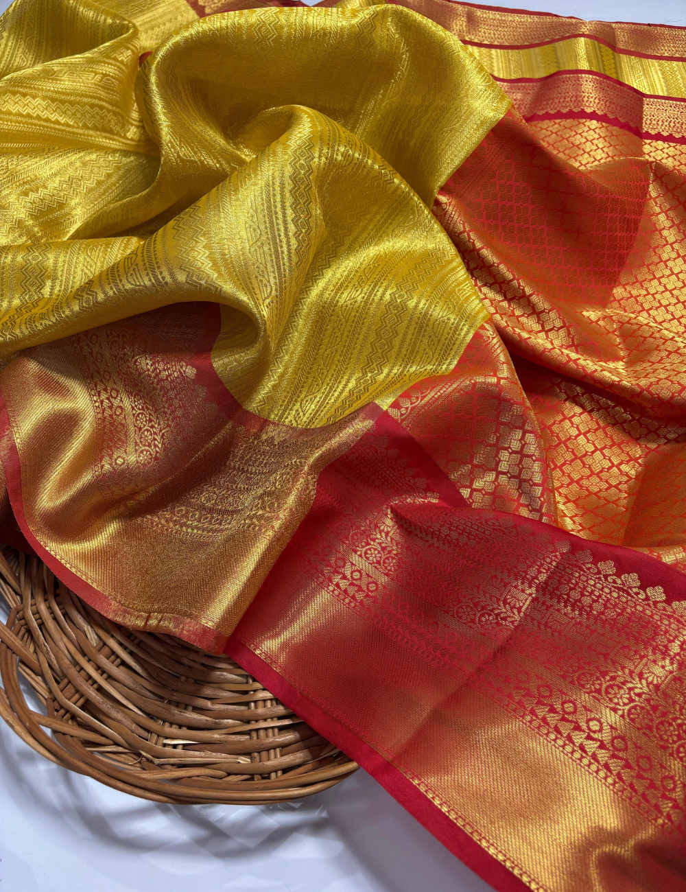 Sneha Inspried Gold Banarasi Tissue Silk Saree