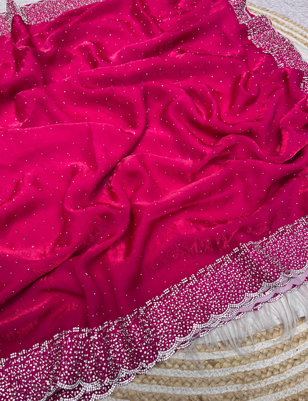 Space Silk with Jarkhan work - Dark Pink