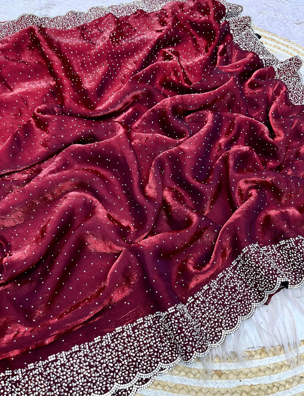 Space Silk with Jarkhan work - Maroon