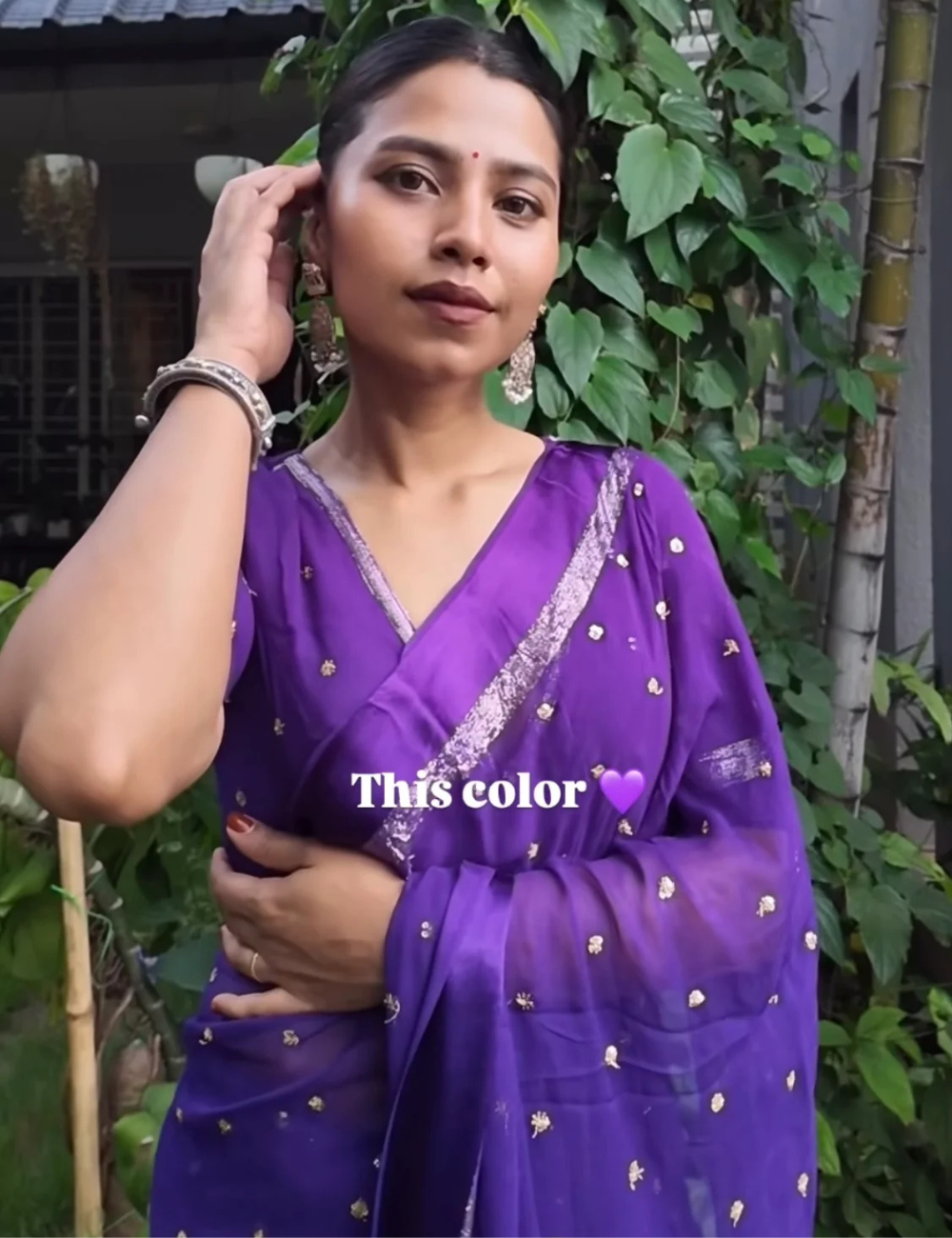 Pure Viscose Georgette Purple Saree With Satin Border