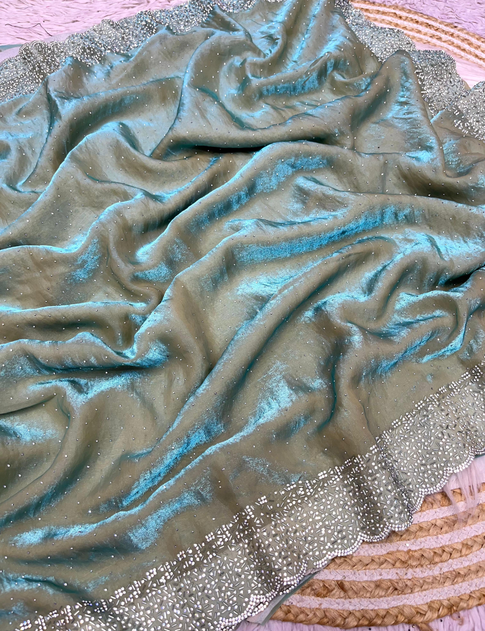 Space Silk with Jarkhan work - Blue