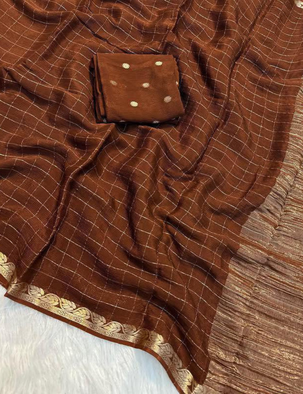 Pure Chinnon Viscose Checks - Brown