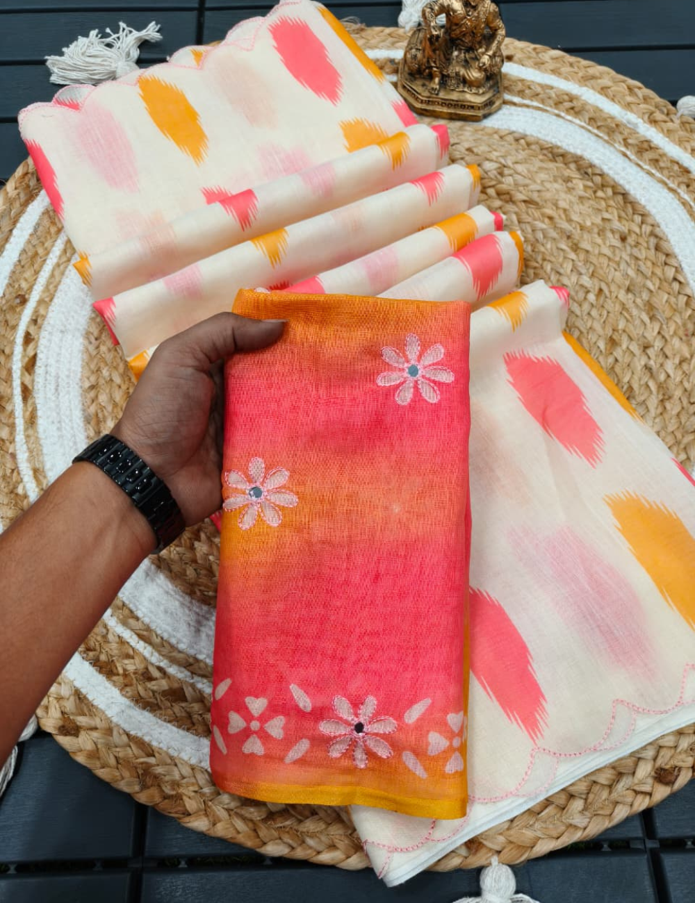 Soft Linen Cotton Multi Color Saree