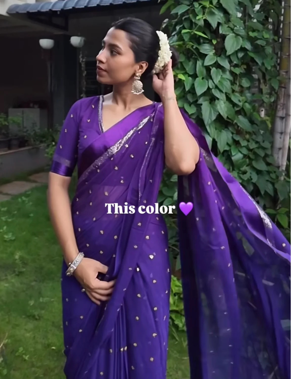 Pure Viscose Georgette Purple Saree With Satin Border