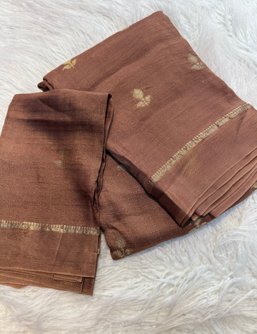 Pure Viscose Jute Khadi - Brown