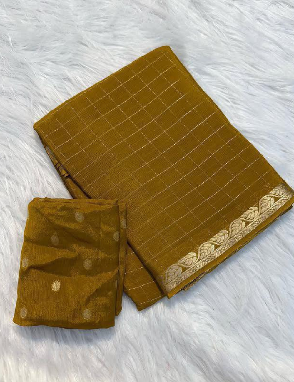 Pure Chinnon Viscose Checks - Mustard yellow