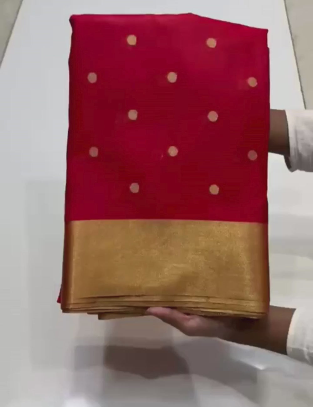Nayanthara inspired Red Banarasi Katan Silk Saree
